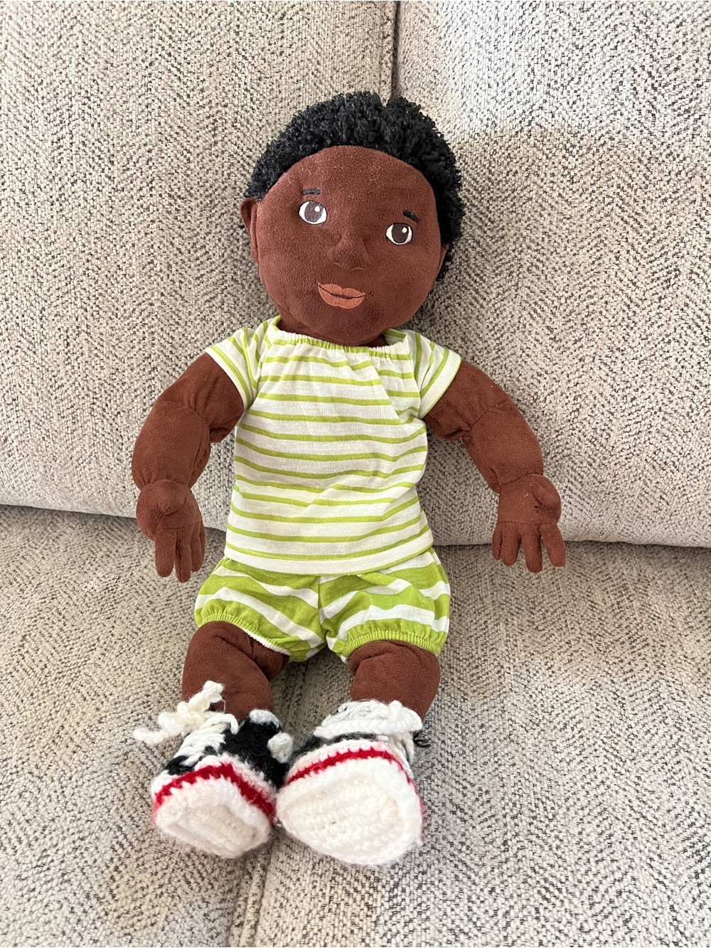 IKEA LEKKAMRAT Brown Boy Doll 19” + 3 Outfits & Slippers